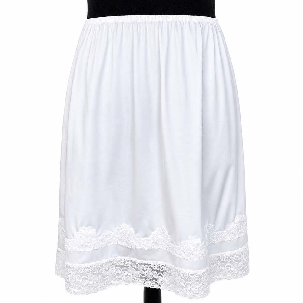 Gaymode Short Half Slip White Nylon Lace Trim Coquette 60s True Vintage Sz Large